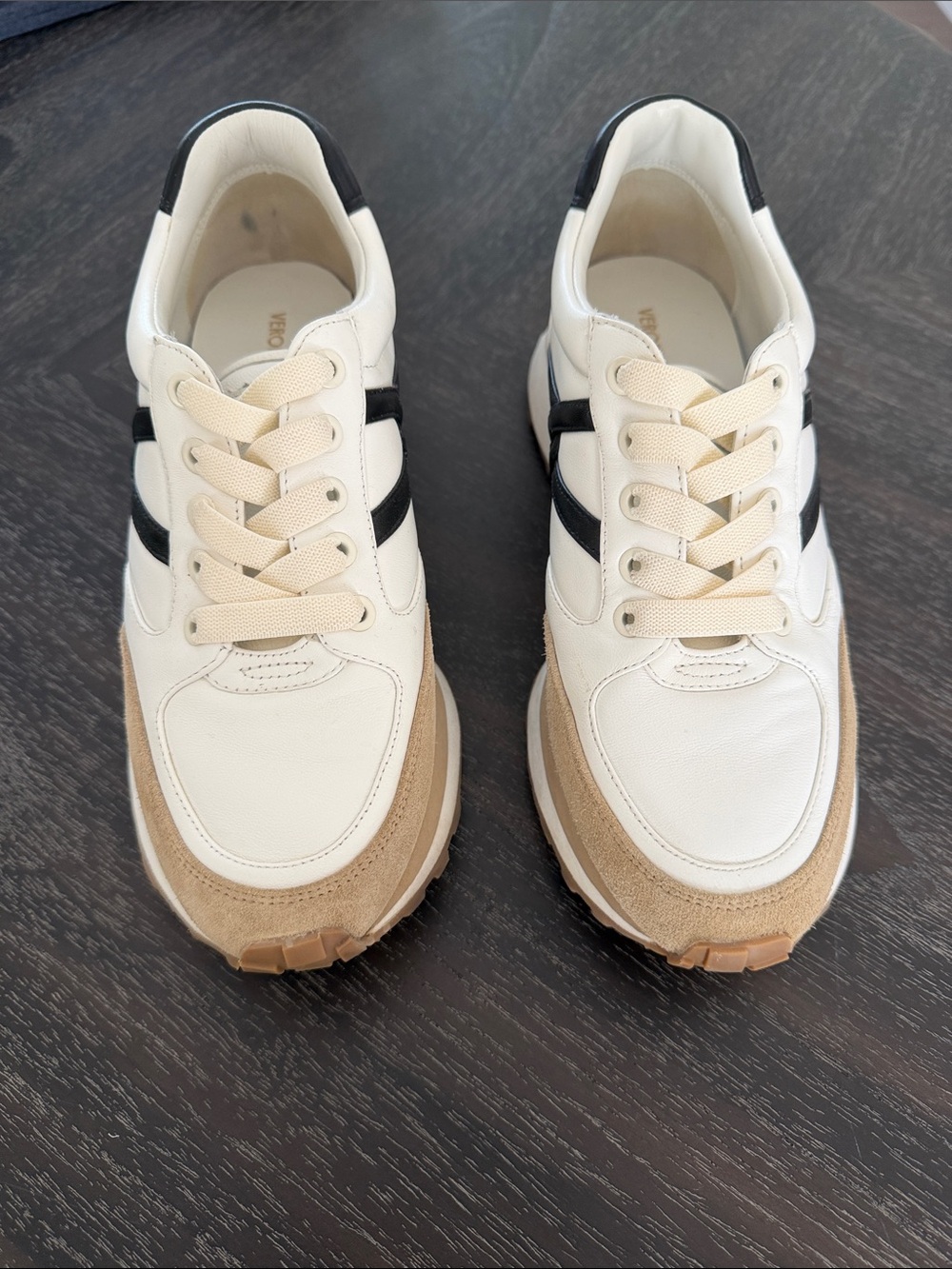Veronica Beard Valentina Sneakers. Size 8.5. Cream, Black & Tan Women's Sneakers